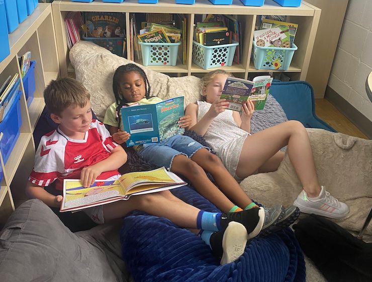 Campers reading